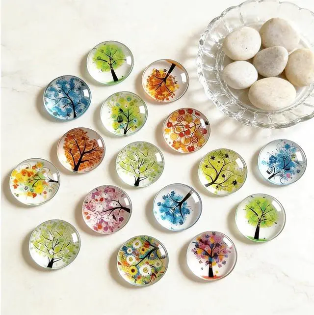Alt view image 5 of 7 - ALIGLE 16pcs Beautiful Glass Refrigerator Magnets Fridge Stickers Funny for Office Cabinets Whiteboards Tree of Life Decorative Photo Abstract (Tree of Life)