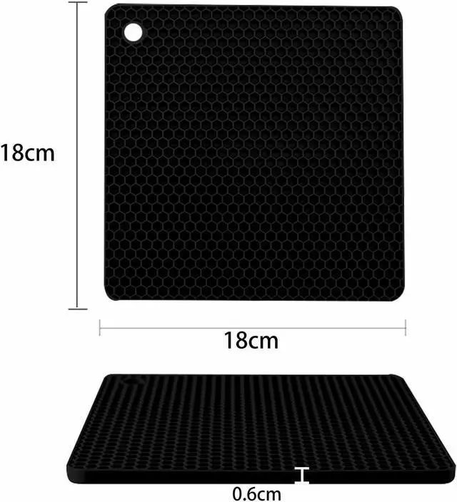 Alt view image 2 of 7 - TENOC Silicone Non-Slip, Heat Resistant & Water-Trapping Trivet Mats for Hot Pots & Pans & Dishes & Cookware, Multipurpose Kitchen Table Coaster, 7.1 Inch, 3 Pcs, Black