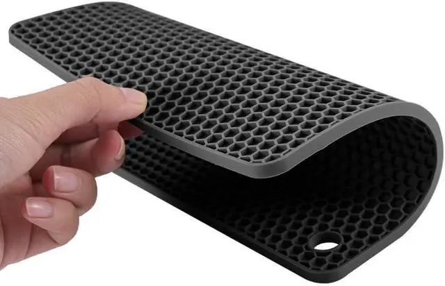 Alt view image 4 of 7 - TENOC Silicone Non-Slip, Heat Resistant & Water-Trapping Trivet Mats for Hot Pots & Pans & Dishes & Cookware, Multipurpose Kitchen Table Coaster, 7.1 Inch, 3 Pcs, Black