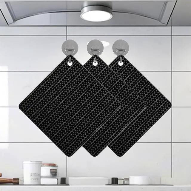 Alt view image 6 of 7 - TENOC Silicone Non-Slip, Heat Resistant & Water-Trapping Trivet Mats for Hot Pots & Pans & Dishes & Cookware, Multipurpose Kitchen Table Coaster, 7.1 Inch, 3 Pcs, Black