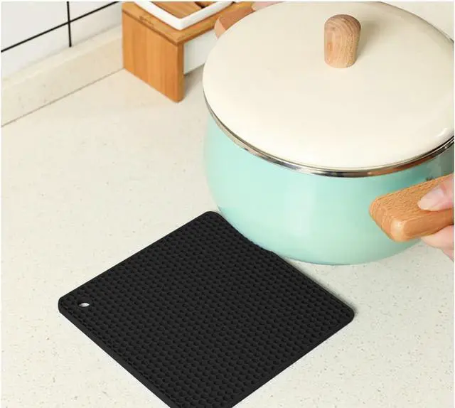 Alt view image 7 of 7 - TENOC Silicone Non-Slip, Heat Resistant & Water-Trapping Trivet Mats for Hot Pots & Pans & Dishes & Cookware, Multipurpose Kitchen Table Coaster, 7.1 Inch, 3 Pcs, Black
