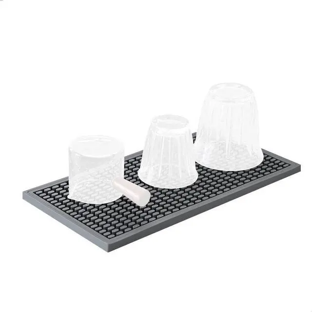 Main image of watchget Silicone Coffee Bar Mat 12 x 6 Inch, Gray | Heat-Resistant Spill Mat, Food Safe, Non-Slip, Durable Cup Drying Mat, for Countertop and Coffee Station, Flat Design