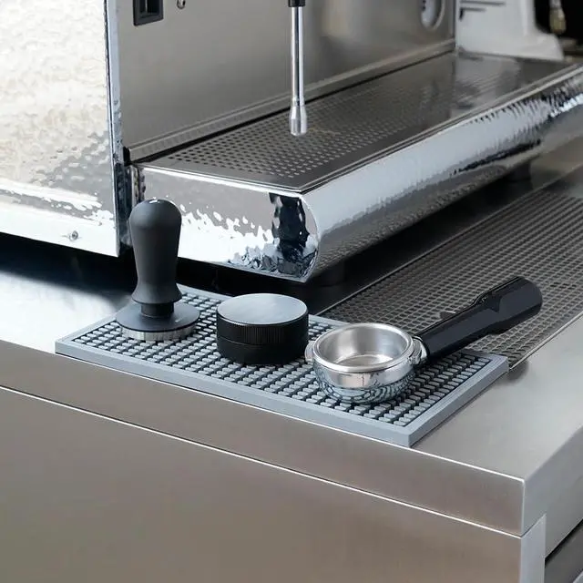 Alt view image 5 of 7 - watchget Silicone Coffee Bar Mat 12 x 6 Inch, Gray | Heat-Resistant Spill Mat, Food Safe, Non-Slip, Durable Cup Drying Mat, for Countertop and Coffee Station, Flat Design