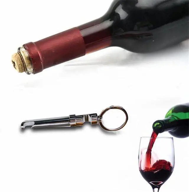 Alt view image 4 of 7 - Mini Keychain Corkscrew, Elegant 3 In 1 Portable Bottle Opener Wine Bottle Corkscrew Key Ring, Update Wine Beer Opener for Backpack Camping Kit Waiters (Silver)