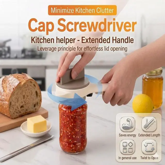Alt view image 3 of 7 - 4-in-1 Jar Opener, Adjustable Bottle Lid Opener for Elderly and Arthritis Sufferers, Easy Grip for Weak Hands, Non-Slip, Effortless for Tight or Refrigerated Lids, Multi-Size for Jars Bottles(Beige)