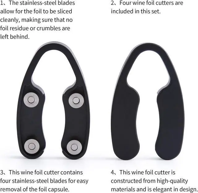 Alt view image 4 of 7 - OHMAXHO 4 Pack Wine Foil Cutter for Wine Bottles, 4 Stainless Steel Blades Wine Bottle Foil Cutter Tool, Effortless Wine Seal Cutter Foil Remover, Black Wine Opener Accessory for Wine Lovers