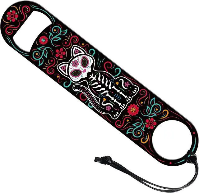 Main image of GLOBLELAND Cat Skeleton Stainless Steel Bar Bottle Opener 7x1.5" Flat Bottle Opener Bar Key Gift for Home Kitchen Bar Restaurant Club