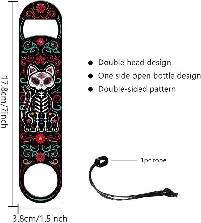 Alt view image 2 of 7 - GLOBLELAND Cat Skeleton Stainless Steel Bar Bottle Opener 7x1.5" Flat Bottle Opener Bar Key Gift for Home Kitchen Bar Restaurant Club