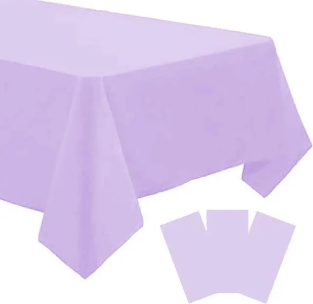 Main image of 3 Pack Pastel Purple Disposable Tablecloth, 54" x 108" Lilac Purple Plastic Table Covers, Decorative Rectangle Tablecloth for Parties, Events, Wedding, Inddors & Outdoors