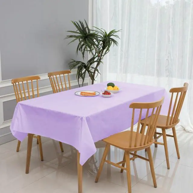 Alt view image 2 of 2 - 3 Pack Pastel Purple Disposable Tablecloth, 54" x 108" Lilac Purple Plastic Table Covers, Decorative Rectangle Tablecloth for Parties, Events, Wedding, Inddors & Outdoors