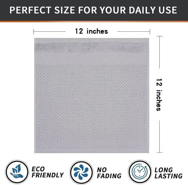 Alt view image 5 of 7 - Homaxy 100% Cotton Dish Cloths, 8 Pack - 12 x 12 Inches, Light Grey | Waffle Weave Super Soft and Absorbent Dish Towels Quick Drying Dishcloths, 12 x 12 Inches