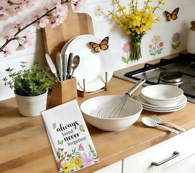 Alt view image 3 of 6 - Wildflower Tea Towels For Kitchen, Vintage Floral Decorative Towel, 18 | Retro Flower Hand Dish Towels Decorations For Home Bathroom, Pretty Housewarming Gifts For Holiday Thanksgiving Christmas