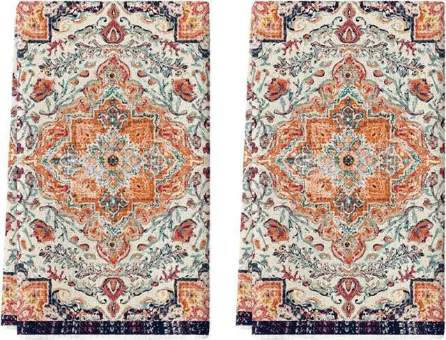 Main image of Artoid Mode Orange Flowers Bohemia Boho Kitchen Towels Dish Towels, 18x26 Inch Daily Seasonal Decoration Hand Towels Set of 2