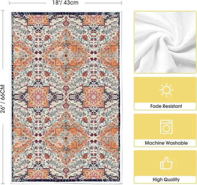 Alt view image 6 of 6 - Artoid Mode Orange Flowers Bohemia Boho Kitchen Towels Dish Towels, 18x26 Inch Daily Seasonal Decoration Hand Towels Set of 2