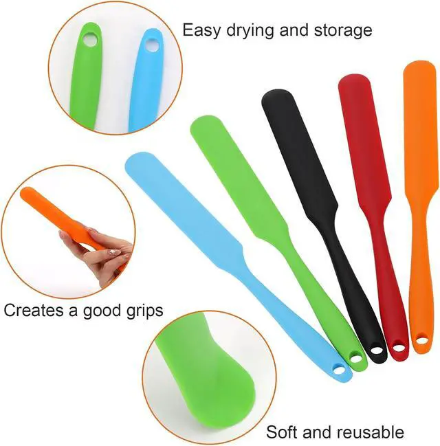 Alt view image 3 of 7 - 10 Pcs Silicone Jar Spatulas, 9.45 inch Non-Stick Heat Resistant Cake Cream Spatulas Set, Cake Cream Butter Spatulas(5 colors