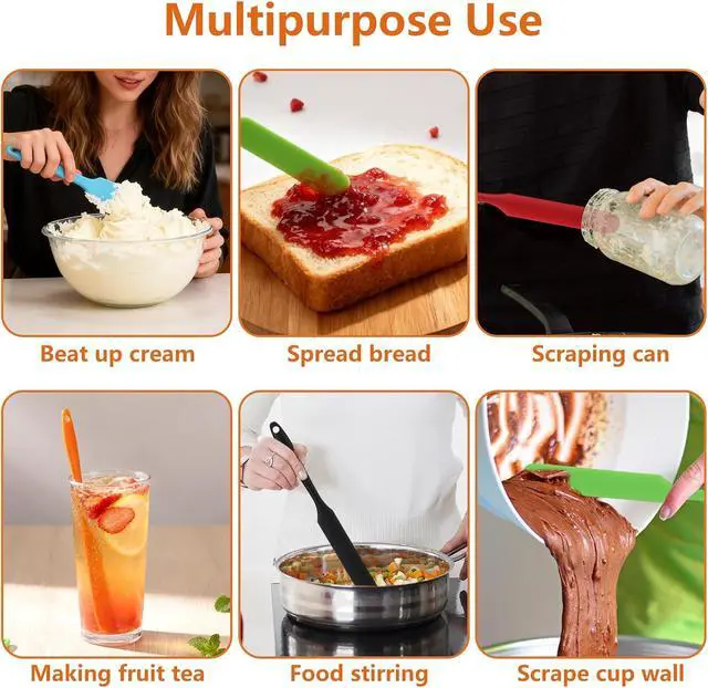 Alt view image 7 of 7 - 10 Pcs Silicone Jar Spatulas, 9.45 inch Non-Stick Heat Resistant Cake Cream Spatulas Set, Cake Cream Butter Spatulas(5 colors