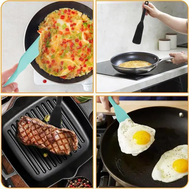Alt view image 7 of 7 - 2 PCS Crepe Spatula Narrow Spatula Long Heat Resistant Silicone FlipperSpatula Non Stick for Cooking Egg Burgers Pizza Pancake Steak Omelet