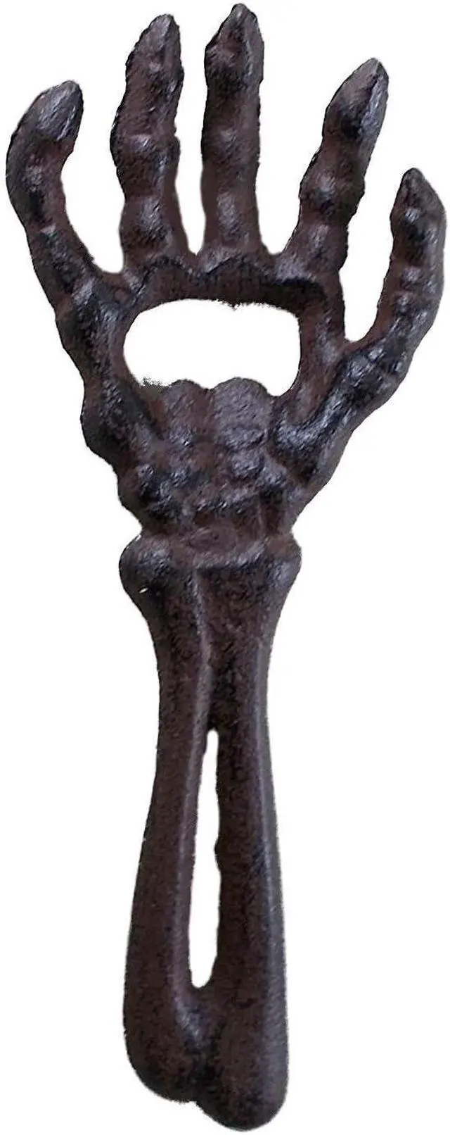 Alt view image 2 of 3 - Cast Iron Skeleton Hand Themed Beverage Bottle Opener