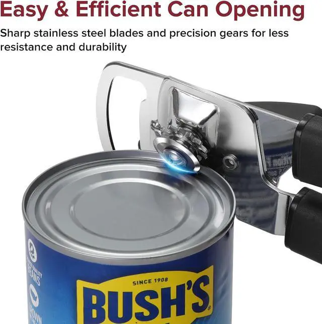 Alt view image 3 of 7 - Multifunction Magnetic Manual Can Opener and Bottle Opener, Black | Heavy Duty Sharp Smooth Cutting Stainless Steel Blade, Effortless Easy Turn Knob, Comfortable Grip Handle, Easy to Use