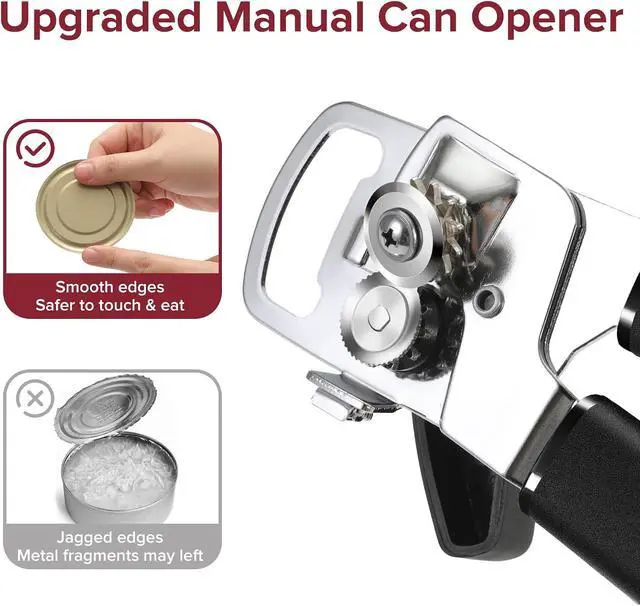 Alt view image 4 of 7 - Multifunction Magnetic Manual Can Opener and Bottle Opener, Black | Heavy Duty Sharp Smooth Cutting Stainless Steel Blade, Effortless Easy Turn Knob, Comfortable Grip Handle, Easy to Use