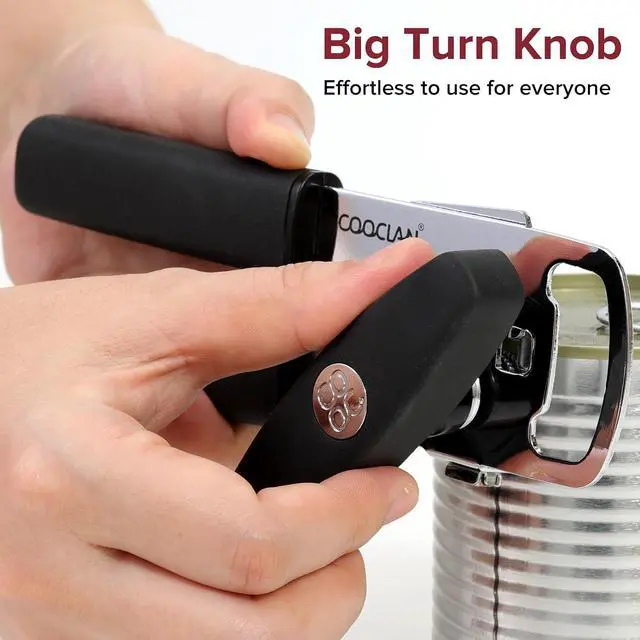 Alt view image 5 of 7 - Multifunction Magnetic Manual Can Opener and Bottle Opener, Black | Heavy Duty Sharp Smooth Cutting Stainless Steel Blade, Effortless Easy Turn Knob, Comfortable Grip Handle, Easy to Use