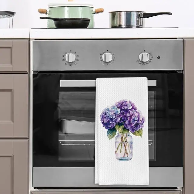Alt view image 5 of 7 - Hydrangea Gifts Kitchen Towels, Purple Hydrangea Decorative Towels for Bar Kitchen Bathroom