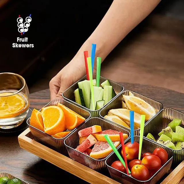 Alt view image 5 of 7 - 100PCS 3.5 Inch Plastic Toothpicks for Appetizers Toothpicks Cocktail Picks for Drinks Cocktail Toothpicks,Colored Decorative Toothpicks for Appetizers Cocktail Skewers for Fruit Hamburger Sandwich
