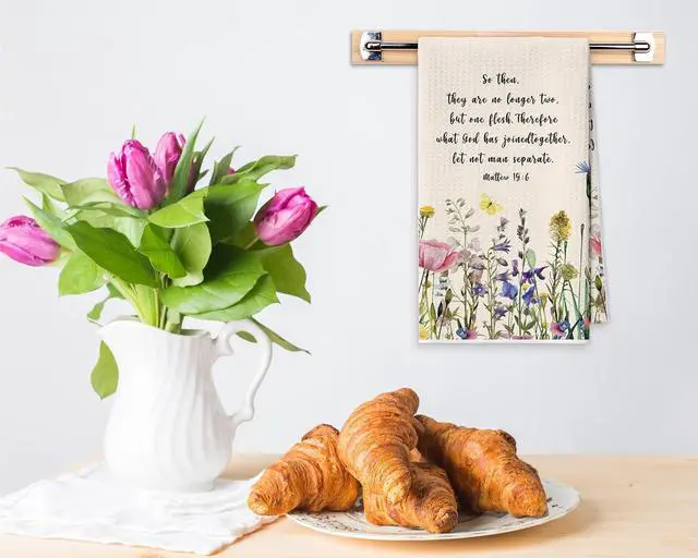 Alt view image 6 of 6 - Christian Floral Kitchen Towels, Retro Wildflowers Dish Towel for Kitchen Bathroom, Vintage Bible Verse Decorative Hand Towels, Religious Fast Drying Tea Towel, Spring Gifts Home Decor-S07