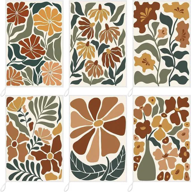 Main image of Breling 6 Pack Boho Floral Kitchen Towels, Vintage Dish Towels 14x21 Inch | Decorative Hand Cloths for Drying Dishes, Rustic Cotton Linen for Cooking, Charming Housewarming Gift for Bathroom Decor