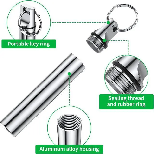 Alt view image 5 of 6 - TecQach 4 Pieces Metal Portable Toothpick Holder, aluminum alloy Pocket Toothpick Holder Aluminum Waterproof Case Toothpick Container with Keychain for Outdoor Picnic and Camping(Silver, Black)