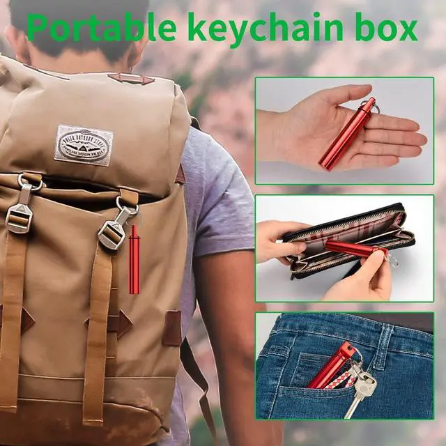 Alt view image 7 of 7 - Metal Portable Toothpick Holder Box 3 Pieces ,Pocket Waterproof Case Toothpicks Container with Keychain for Outdoor Picnic and Camping travel purse Ear Wax Removal Tool Case Needle Holder cotton swab