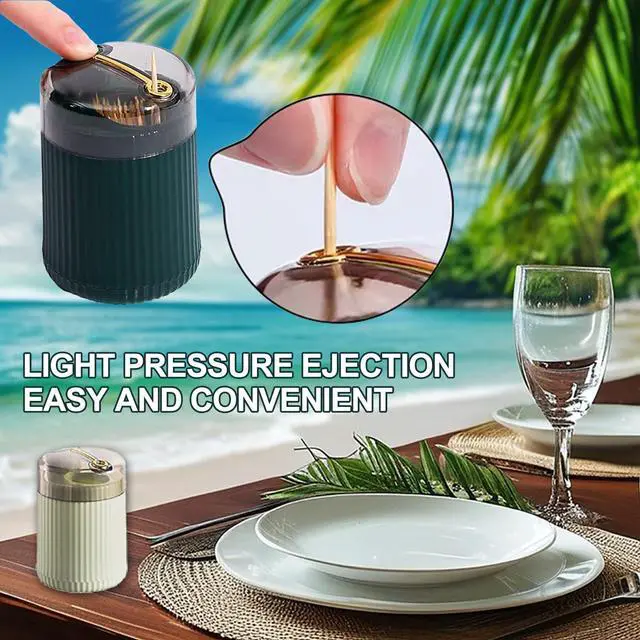 Alt view image 3 of 7 - Automatic Toothpick Dispenser Holder with Toothpicks, Pop Up Toothpick Dispenser, Toothpicks Container Storage Box - Christmas Decoration (Light Green+Red)
