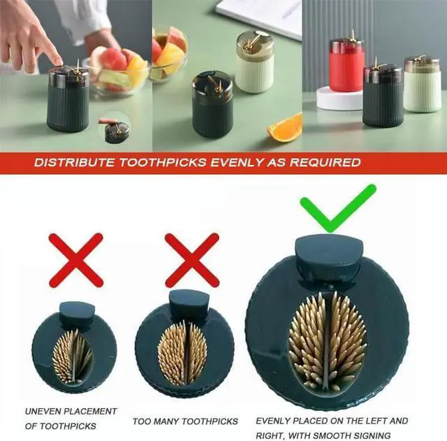 Alt view image 7 of 7 - Automatic Toothpick Dispenser Holder with Toothpicks, Pop Up Toothpick Dispenser, Toothpicks Container Storage Box - Christmas Decoration (Light Green+Red)