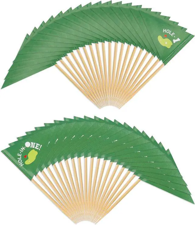 Main image of 50pcs Golf Themed Toothpick Flags, Paper Golf Flag Cocktail Picks Green Golf Cupcake Toppers Flags Golf Flag Toothpicks Golf Flag Decorations for Cupcakes 1st Birthday Cake Food Bar Decor