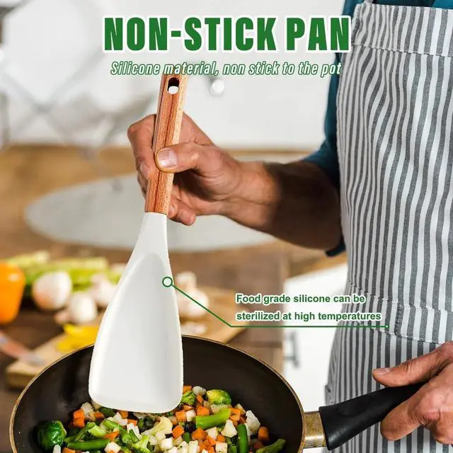 Alt view image 6 of 6 - Cedar and Ash Spoonula,Multifunction Spatula Cooking Spoon,Non stick Flat Serving Spoons, Heat Resistant Kitchen Cucharras for Mixing, Stiring, Scooping, Scraping, Basting (2 Black)