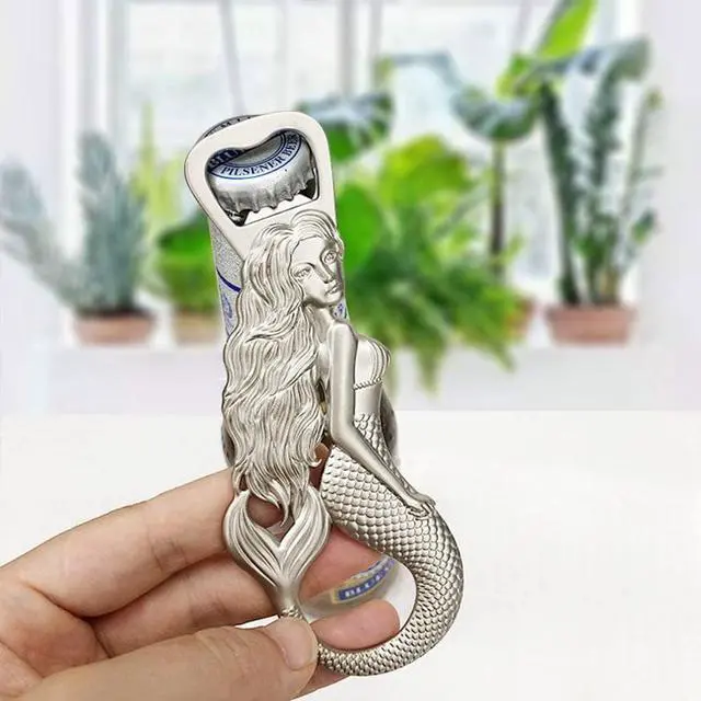 Alt view image 3 of 7 - Mermaid Bottle Opener - Heavy Duty Beer Openers Fridge Magnet, Vintage Rustic Style Wine and Cap for Christmas, Home Party,Life Decor Kitchen