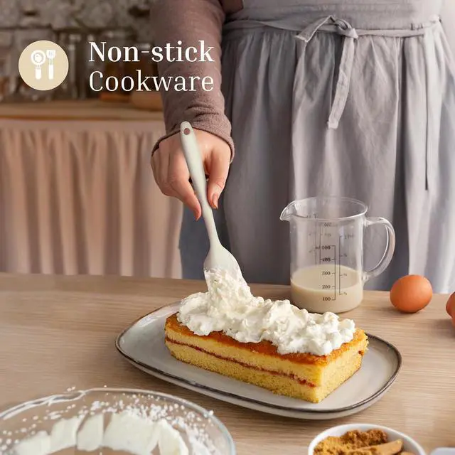 Alt view image 4 of 5 - Silicone Spatula Set 2-Piece Set of Rubber Spatulas for Non-Stick Cookware Kitchen Tools and Accessories with Comfortable Handles, Heat-Resistant Utensils for Cooking and Baking Cream