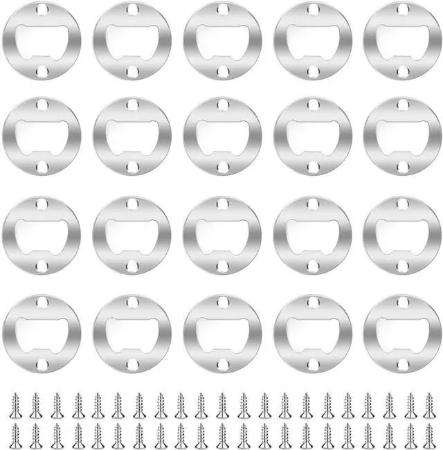 Main image of 20 Set Stainless Steel Bottle Opener Insert Kits Metal Beer Bottle Opener Beer Wine Hardware Parts with 42Pcs Screws for DIY Resin Mould Kit Bottle Opener (Silver)