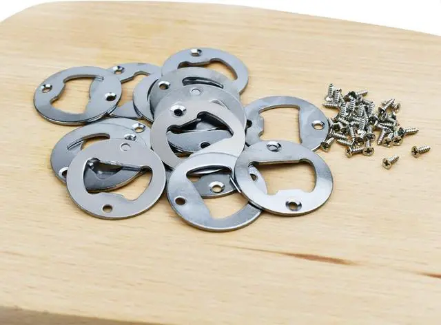 Alt view image 7 of 7 - 20 Set Stainless Steel Bottle Opener Insert Kits Metal Beer Bottle Opener Beer Wine Hardware Parts with 42Pcs Screws for DIY Resin Mould Kit Bottle Opener (Silver)
