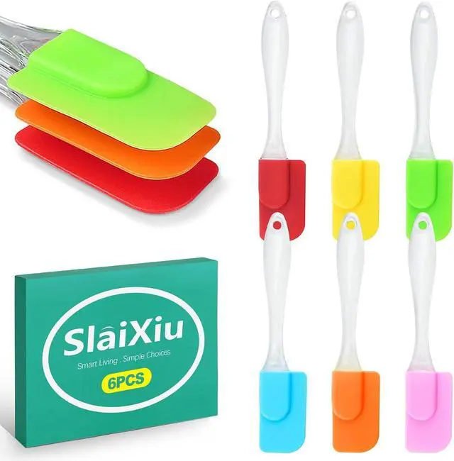 Main image of slaixiu 6PCS Heat Resistant Silicone Spatulas - Non-Stick Mini Kitchen Tools for Baking, Cooking, Mixing & Jar Scraping, Durable & Flexible