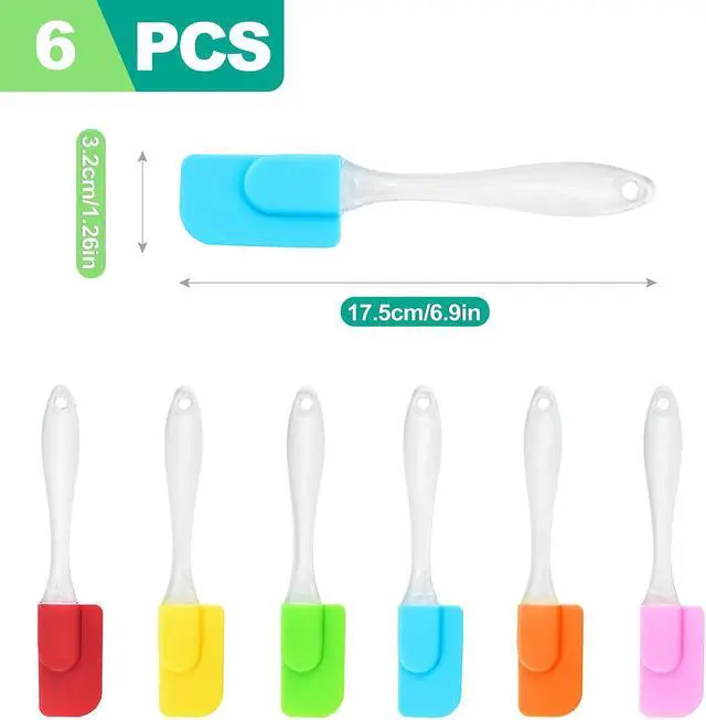 Alt view image 2 of 6 - slaixiu 6PCS Heat Resistant Silicone Spatulas - Non-Stick Mini Kitchen Tools for Baking, Cooking, Mixing & Jar Scraping, Durable & Flexible