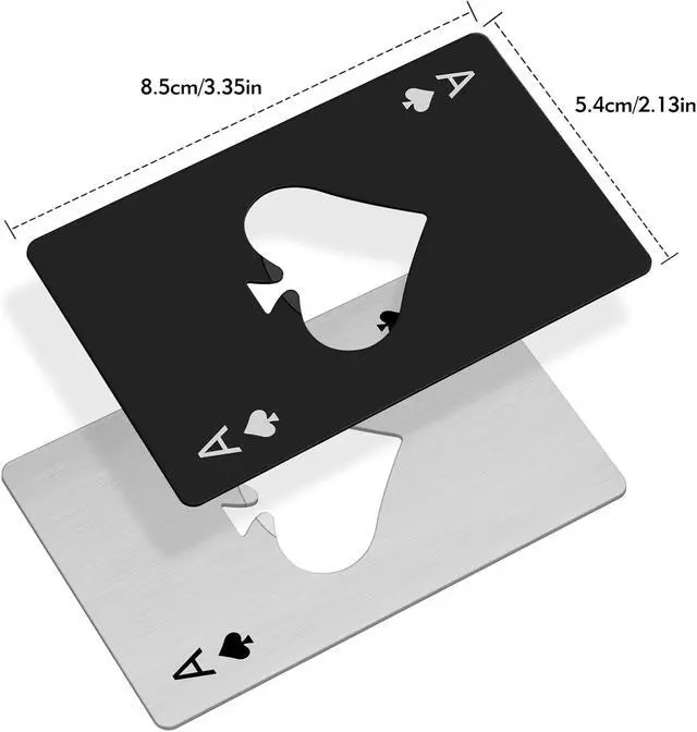 Alt view image 2 of 7 - 6PCS Card Bottle Openers, 3 Black & 3 Silver Poker Themed Cap Openers | Stainless Steel Credit Card Size Beer Bottle Opener, Ace of Spades Design, Destapadores De Cerveza for Wallet Pocket