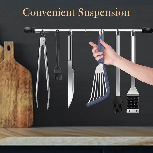Alt view image 6 of 7 - Thin Flexible & Sturdy Fish Spatula Stainless Steel with Silicone Coated Edge for Kitchen Cooking Use Nonstick Fish Spatula Egg Flipper, Silicone Handle Heat Resistant Dishwasher Safe-Blue, Silver