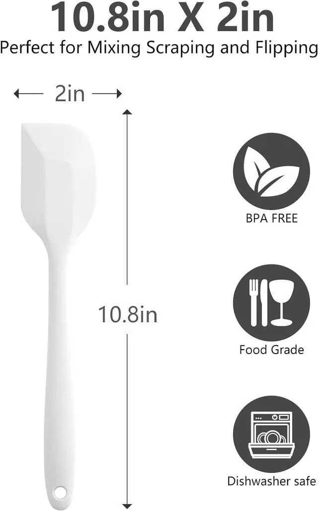 Alt view image 2 of 6 - White Silicone Spatula for Cooking, 10.8In Small Kitchen, Flexible Rubber for Baking