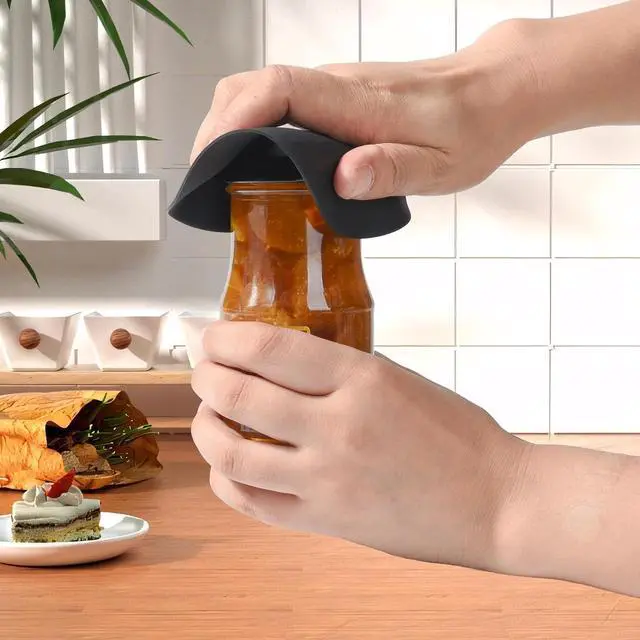 Alt view image 2 of 6 - Silicone Jar Opener Gripper Pad, Jar Grippers for Opening Jars, Round Black Multi-Purpose Kitchen Gadgets, Non Slip Jar Bottle Lid Openers for Seniors, Kids, Women, People with Arthritis, 4 Pieces