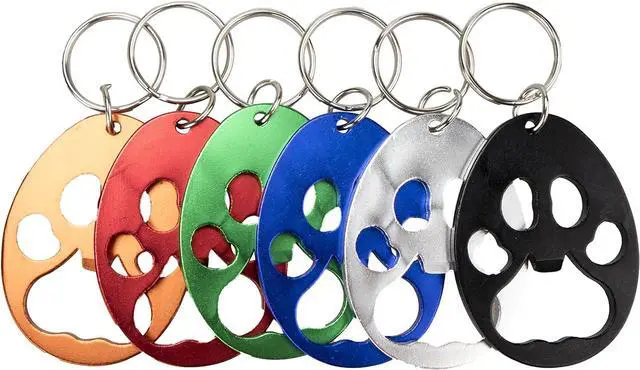 Main image of Swatom Dog Paw Keychain Bottle Opener Beer Opener Tool, Key Tag Chain Ring, 6 Piece