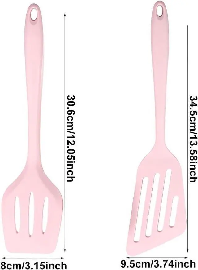 Alt view image 2 of 7 - 2pcs Silicone Spatula, Flexible Nonstick Rubber Fish Slotted Turner, Flipper Spatulas Heat Resistant Cookware for Baking, Frying,Cooking Seafood,Meat,Eggs,Omelets,Pancakes