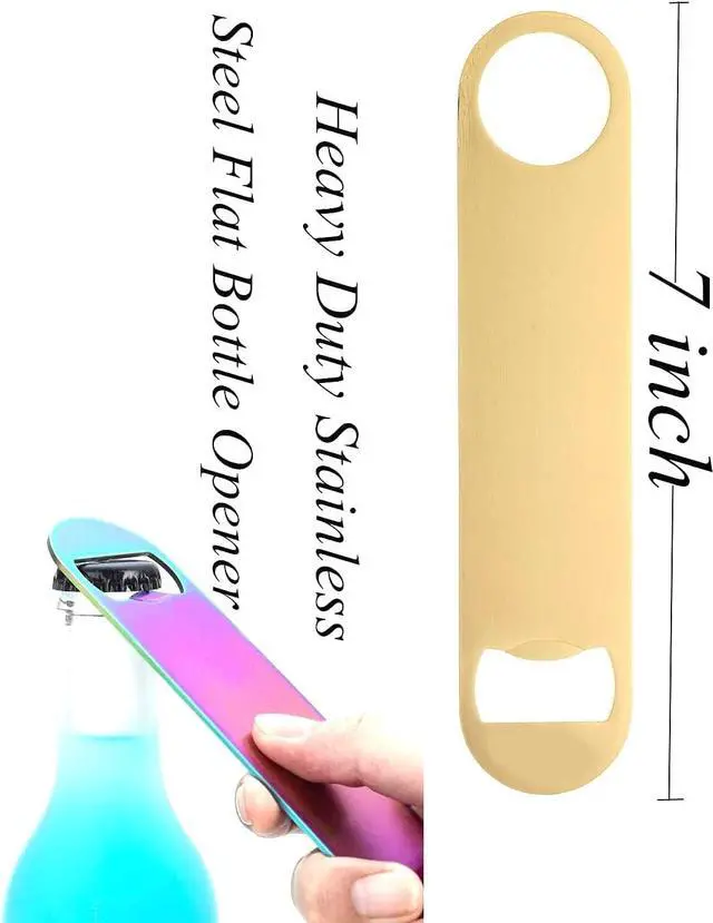 Alt view image 2 of 7 - 2PCS Heavy Duty Stainless Steel Flat Bottle Opener Beer Bottle Opener 7" Speed Openers for Kitchen,Bar or Restaurant Birthday Wedding Bridal Shower Gifts (Gold,2)