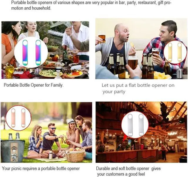 Alt view image 6 of 7 - 2PCS Heavy Duty Stainless Steel Flat Bottle Opener Beer Bottle Opener 7" Speed Openers for Kitchen,Bar or Restaurant Birthday Wedding Bridal Shower Gifts (Gold,2)
