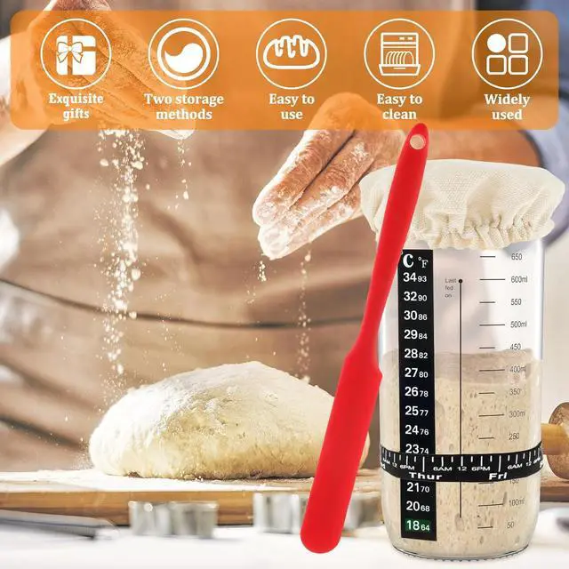 Alt view image 2 of 7 - 7pcs Replacement Set for Sourdough Starter Jar, Sourdough Starter Kit with Cloth Cap Silicone Spatula Date Band Temperature Paper for Yeast Bread Baking Supplies